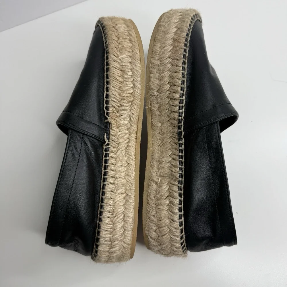 Scarosso Black Leather Espadrilles Size 36‎ (US 6) Minimalist Casual Resort